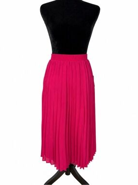 a new day™ Bright Pink Pleated Midi Skirt Size Medium NWT